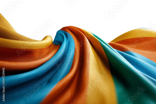 Fototapeta Colorful fabric flowing elegantly, showcasing a blend of vibrant hues and textures.
