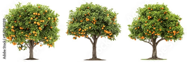 Obraz Set For orange trees are isolated on transparent background