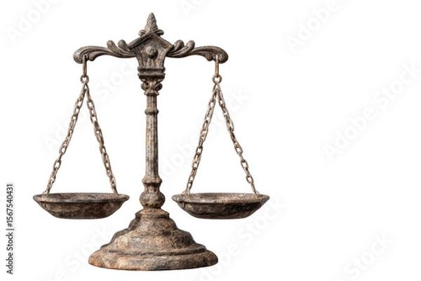 Fototapeta A vintage scale symbolizing justice and balance, intricately designed with ornate details.