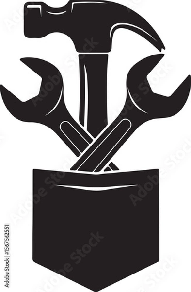 Fototapeta A collection of construction tools, including a hammer and nail icon set, against a white background for home improvement or repair