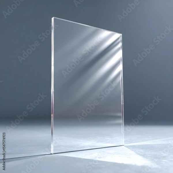 Obraz Clear Shiny Acrylic Sheet PNG | Transparent Plastic Panel with Realistic Glare and Reflection