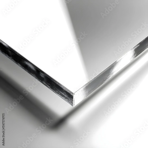 Obraz Clear Shiny Acrylic Sheet PNG | Transparent Plastic Panel with Realistic Glare and Reflection