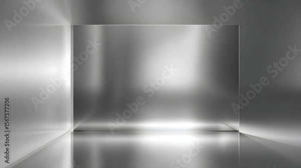 Obraz Glossy Transparent Acrylic Sheet Vector | Clear Plastic Panel with Realistic Light Reflections