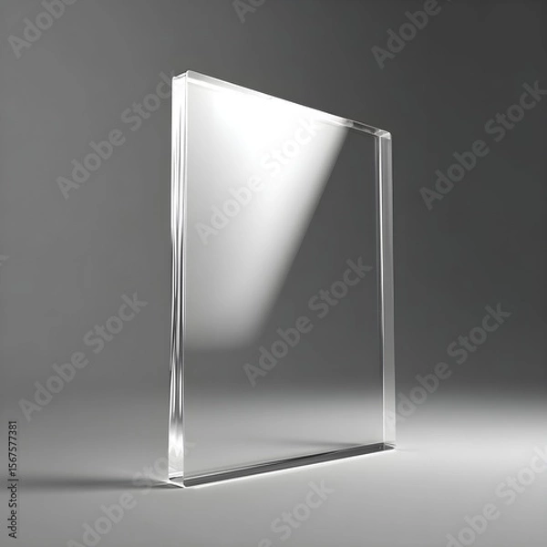 Obraz Clear Shiny Acrylic Sheet PNG | Transparent Plastic Panel with Realistic Glare & Reflection