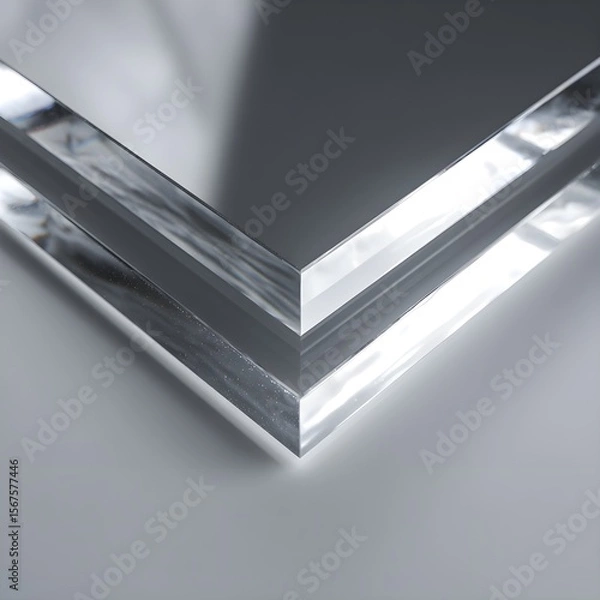 Obraz Clear Shiny Acrylic Sheet PNG | Transparent Plastic Panel with Realistic Glare & Reflection