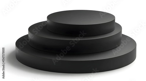 Obraz Black Round Stand 3D Model PNG | Minimal Display Pedestal Isolated on Transparent Background