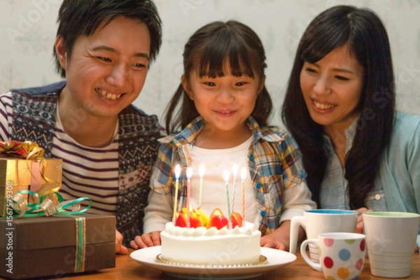 Fototapeta 誕生日を祝う家族