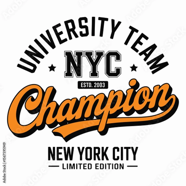 Fototapeta New York, Brooklyn t-shirt design. T-shirt print design in American college style. Athletic typography for tee shirt print in university and college style. Vector — Vector