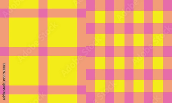 Fototapeta A timeless tartan plaid pattern featuring bold  overlaid with intersecting beige and taupe stripes, creating a checkered textile design perfect for fashion, fabric, and background use
