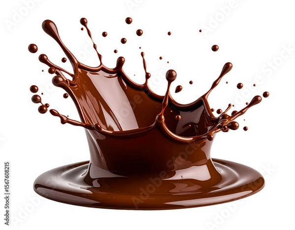 Fototapeta Chocolate splash dark chocolate dessert sweet food cocoa deliciousness on transparent background