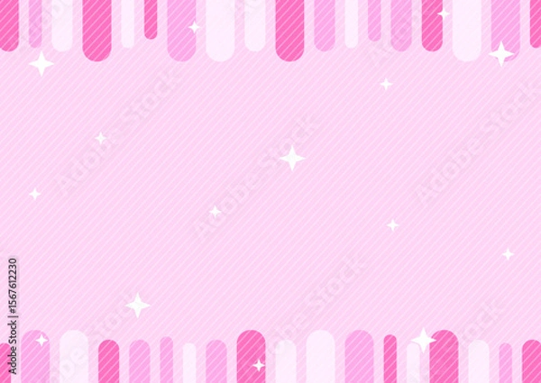 Obraz 背景  カラフルな棒線と星　ピンク