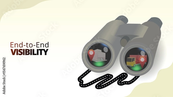 Fototapeta end to end visibility concept. The ability to track all movements in the supply chain from start to finish. supply chain management illustration vector illustration