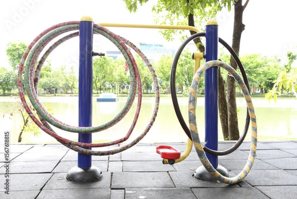 Obraz Hula hoop,Outdoor exercise machines in public park