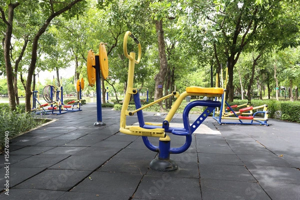Obraz Outdoor exercise machines in public park