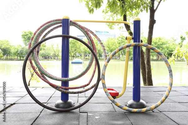 Obraz Hula hoop,Outdoor exercise machines in public park