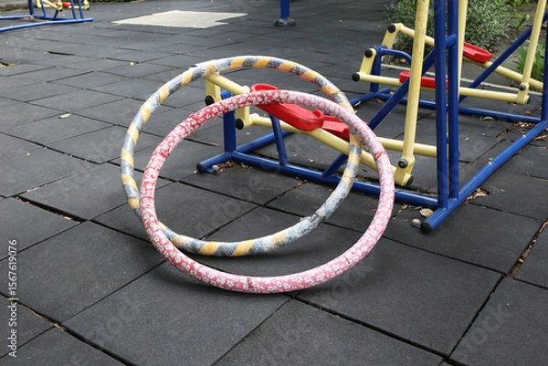 Obraz Hula hoop,Outdoor exercise machines in public park