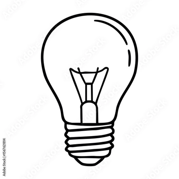 Obraz Simple outline of a light bulb icon for energy and ideas. Vector hand-drawn doodle illustration