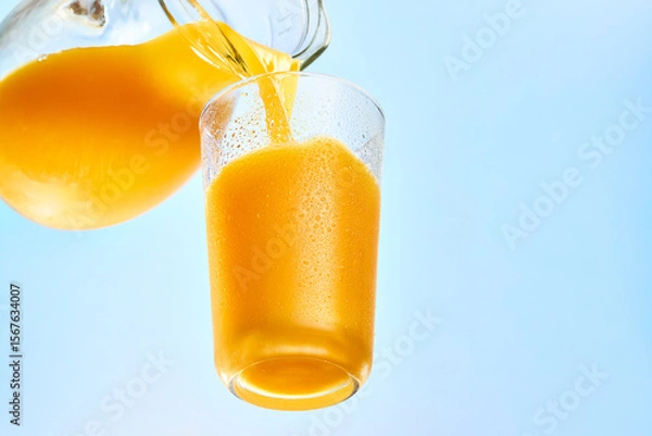 Obraz グラスに注がれるオレンジジュース