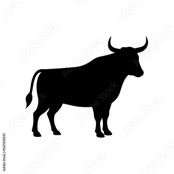 Fototapeta A Strong Bull Silhouette In Profile For A Powerful And Masculine Animal