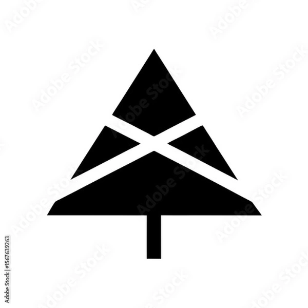 Fototapeta A Simple Geometric Pine Tree Icon In A Triangular Shape For A Logo