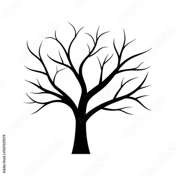 Fototapeta A Single Bare Tree Branch Silhouette For A Minimalist And Stark Art