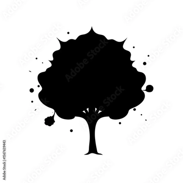 Fototapeta Calligraphic Ink Splatter Forming A Tree Shape For An Artistic Silhouette