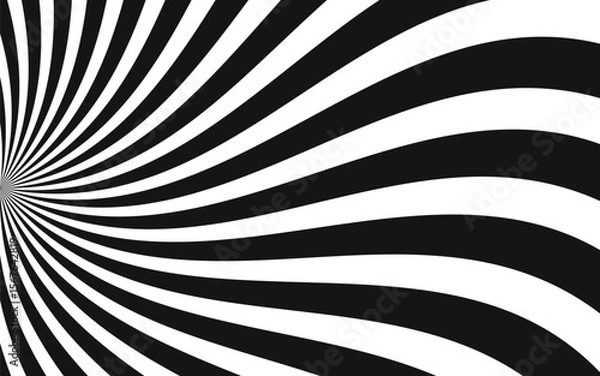 Fototapeta Comic color brust black and white hypnotic spiral retro style rays background.