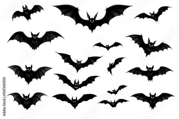 Fototapeta Halloween Bats Vector Graphic Collection of Scary Flying Creatures