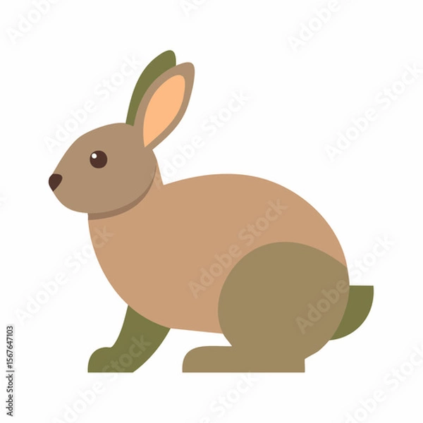 Fototapeta Adorable Brown Rabbit Illustration Flat Design Vector Graphic