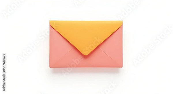 Fototapeta Pink and Yellow Envelope on White Background