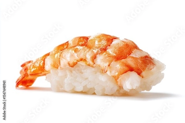 Fototapeta Close-up of a single piece of shrimp sushi