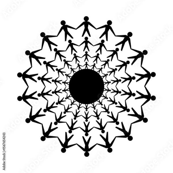 Fototapeta vector silhouette man crowd circle people