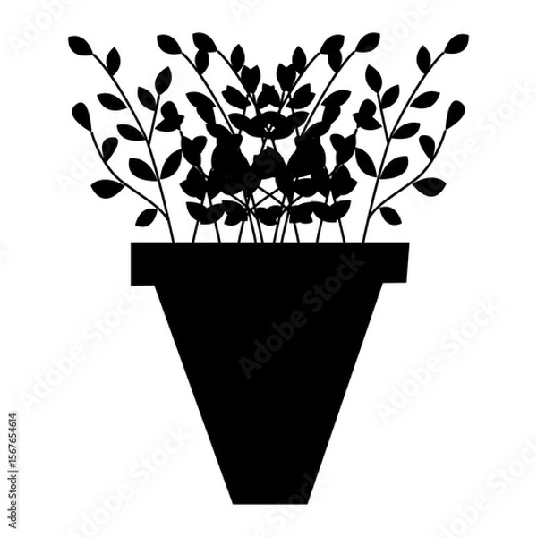 Fototapeta vector silhouette tree pot