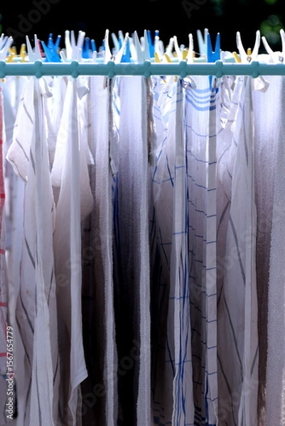 Fototapeta White laundry on stand