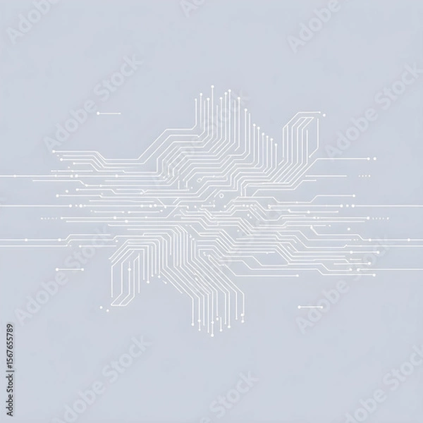 Fototapeta a crisp, clean illustration of a white circuit board pattern resembling a snowflake or starburst