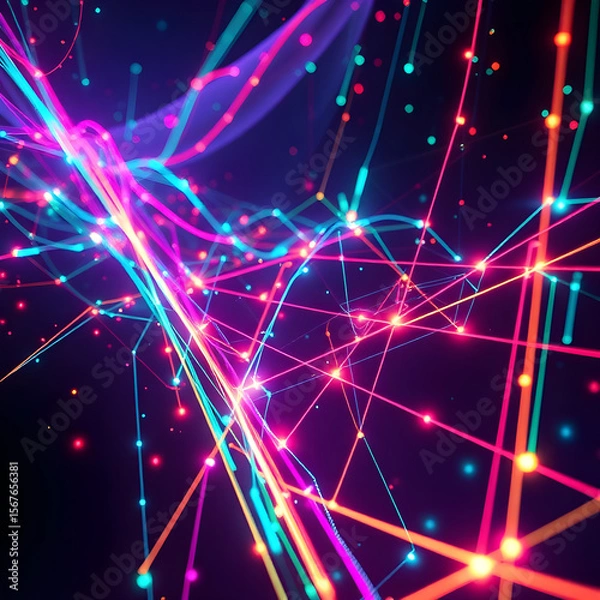 Fototapeta a mesmerizing digital landscape of glowing red and blue data lines and intricate connections,