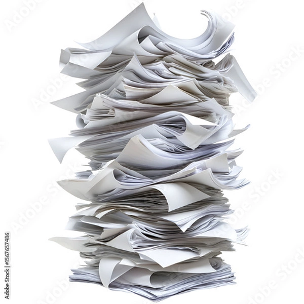 Obraz Huge Stack of Papers White Documents Office Work Overload,