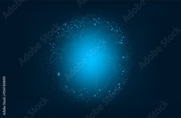 Obraz Abstract dark blue Geometrical Background Connection structure. Science background. Connecting dots and lines. Big data visualization and Business .Vector illustration. chemical industry