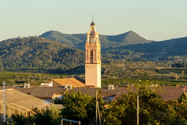 Fototapeta CAMPANARIO DE LA IGLESIA DE SAN VICENTE FERRER. ALGIMIA DE ALFARA. VALENCIA. ESPAÑA