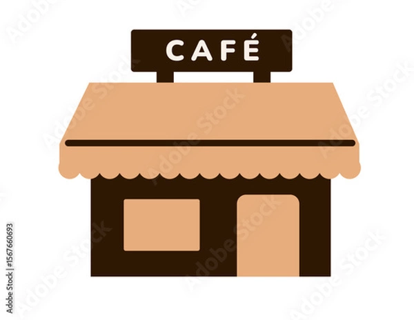 Fototapeta icon of a small café building in brown and beige colors