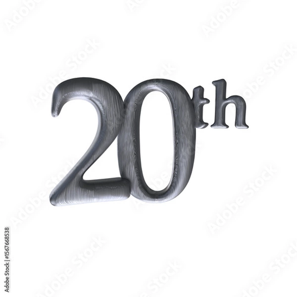 Fototapeta Number 20th 3D render with silver color	
