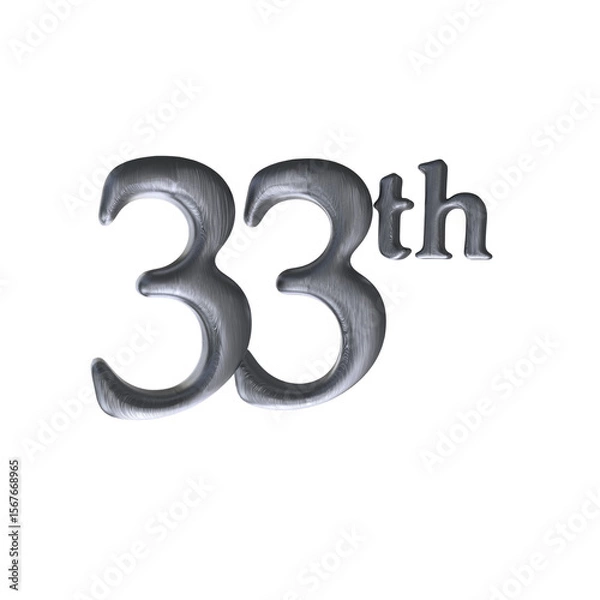Fototapeta Number 33th 3D render with silver color	
