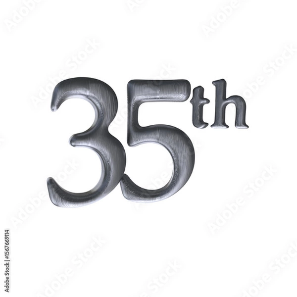 Fototapeta Number 35th 3D render with silver color	
