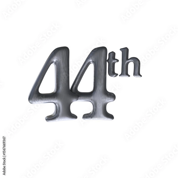 Fototapeta Number 44th 3D render with silver color	
