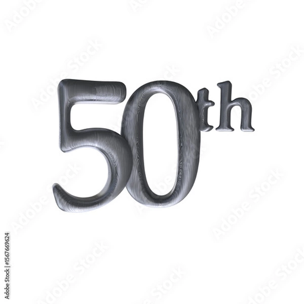 Fototapeta Number 50th 3D render with silver color	
