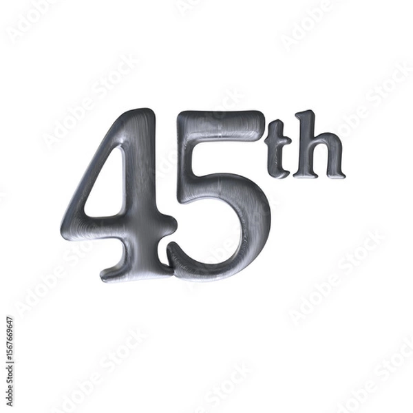 Fototapeta Number 45th 3D render with silver color	
