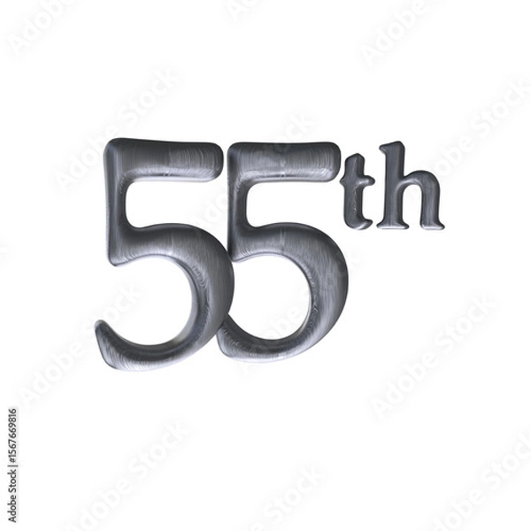 Fototapeta Number 55th 3D render with silver color	
