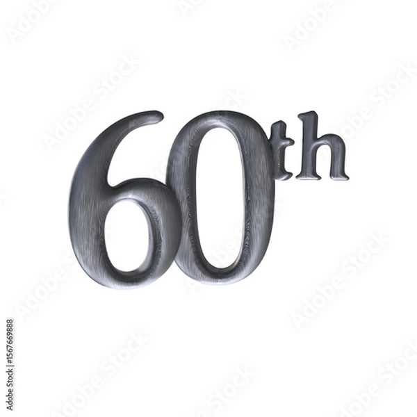Fototapeta Number 60th 3D render with silver color	
