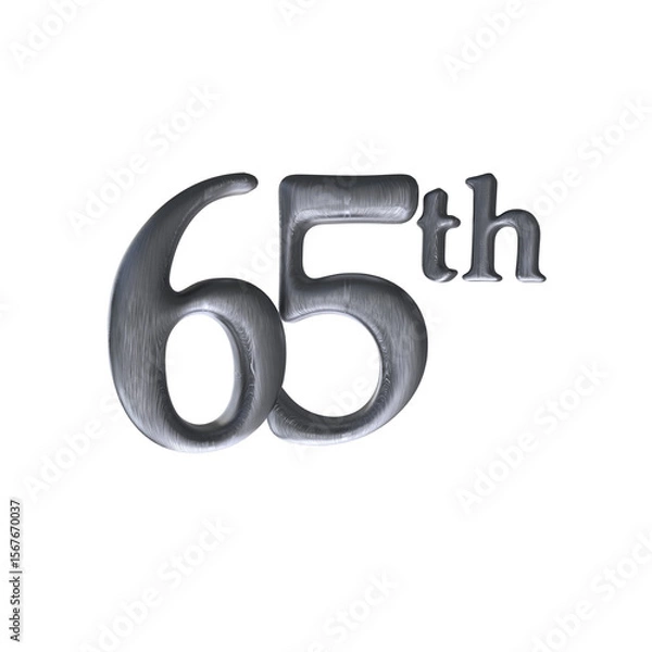 Fototapeta Number 65th 3D render with silver color	
