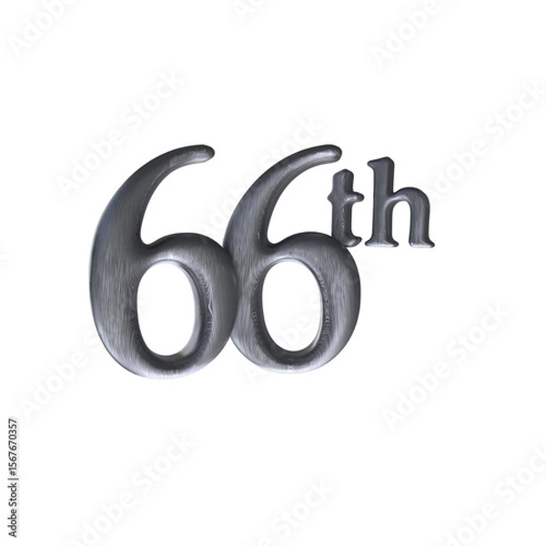 Fototapeta Number 66th 3D render with silver color	
